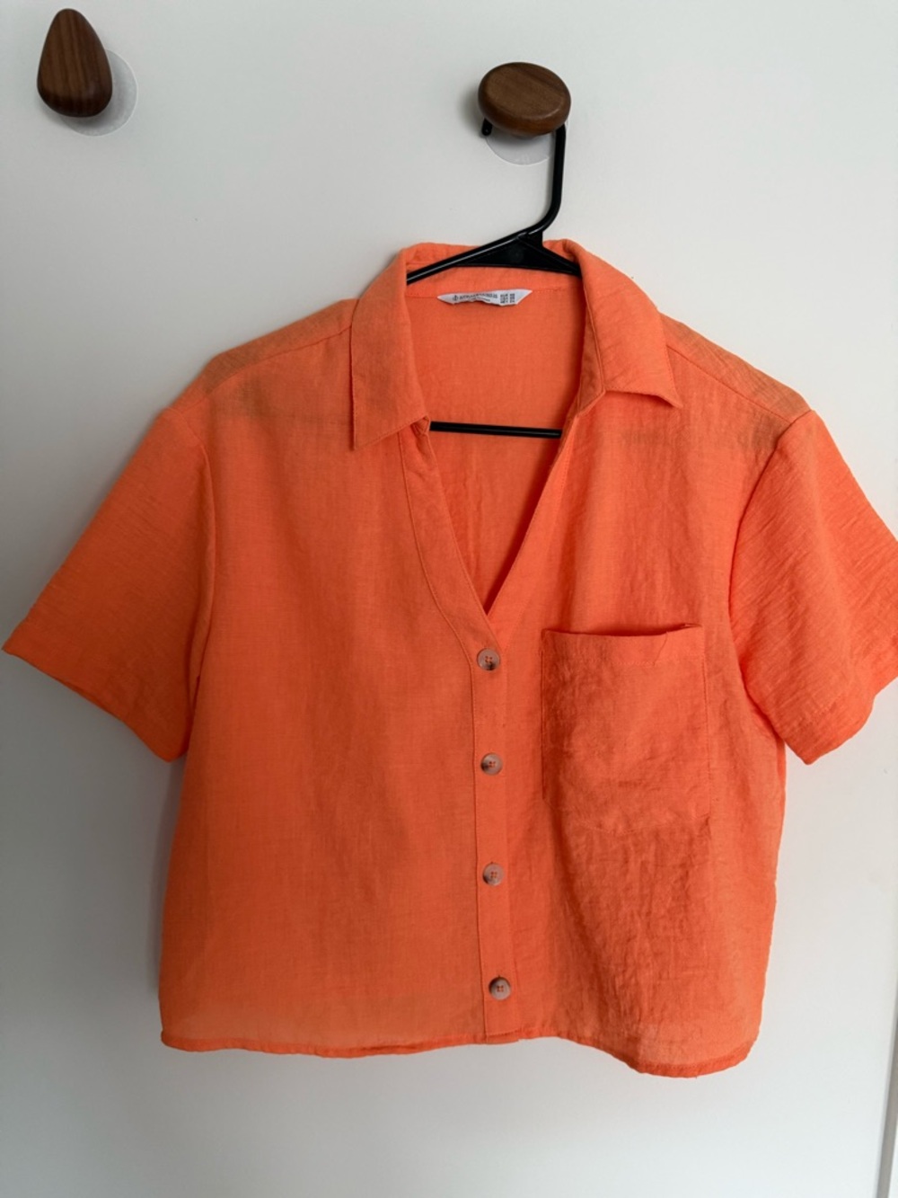 Stradivarius Bright Orange Linen Shirt XS